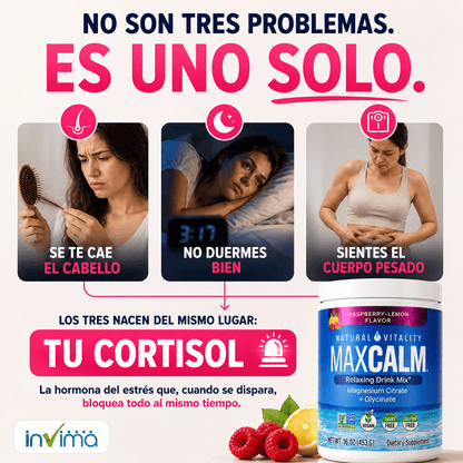 MaxCalm:  bebida antiestrés (Citrato de magnesio Iónico + Glicinato) - Sabor a frambuesa y limón