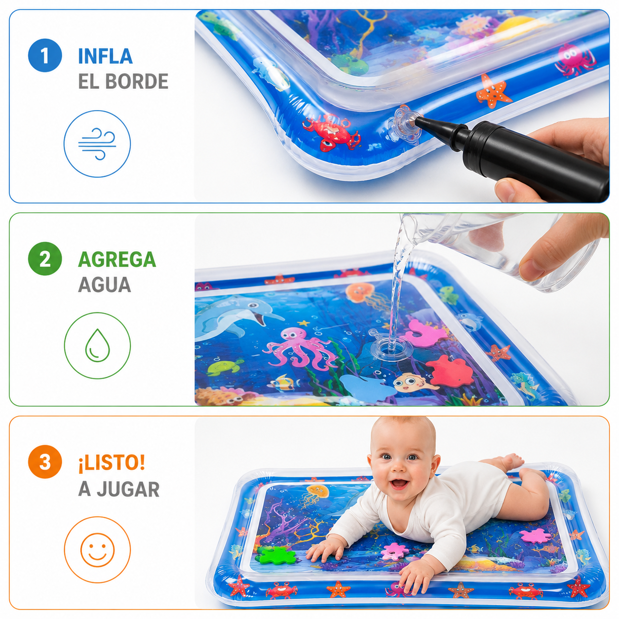 Tapete Sensorial de agua para bebés