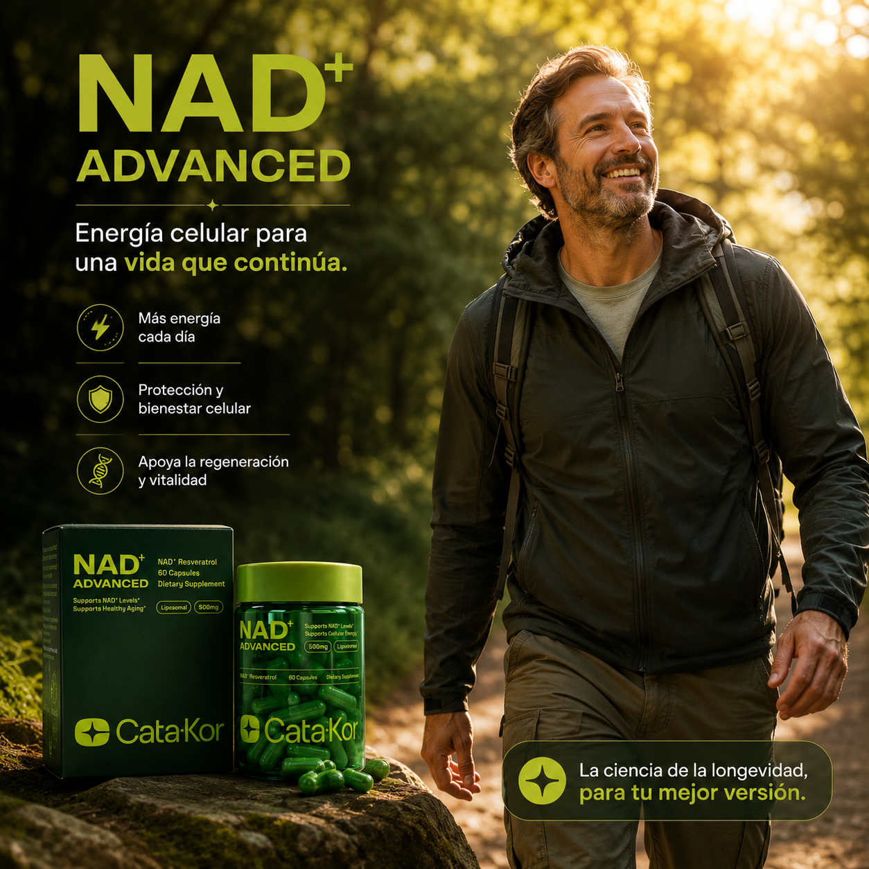 Cata-Kor NAD+ 500mg: Suplemento energético y rejuvenecedor