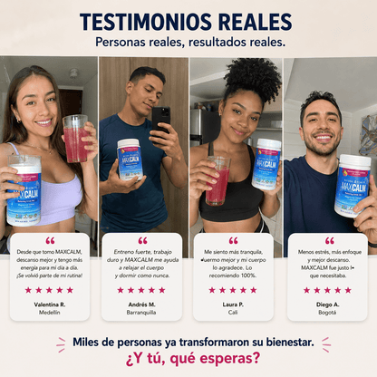 MaxCalm:  bebida antiestrés (Citrato de magnesio Iónico + Glicinato) - Sabor a frambuesa y limón